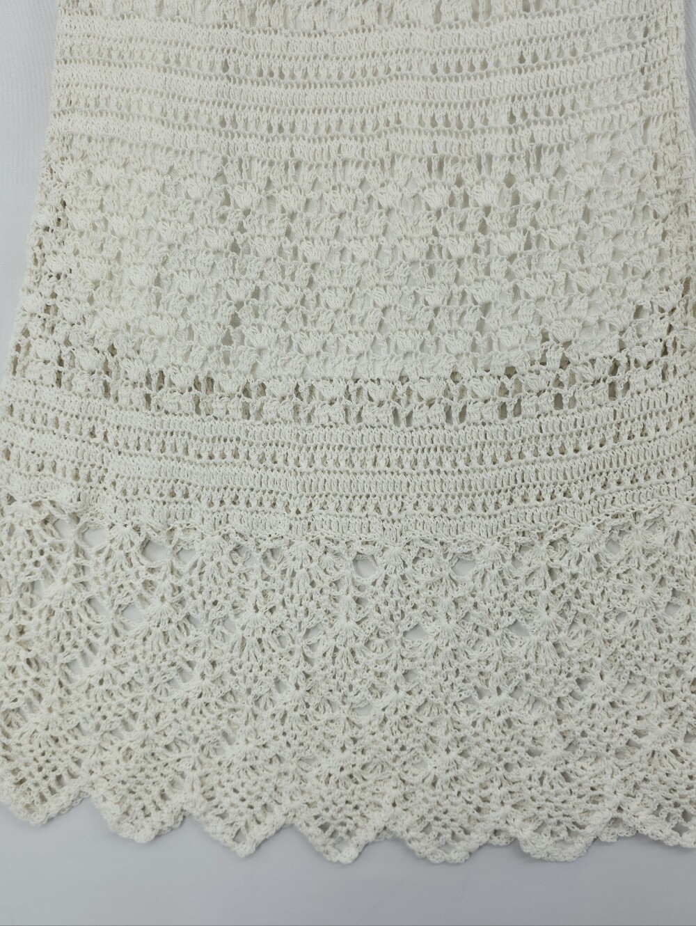 ❌️SOLD❌️M. Nicole Evening White Crochet Strapless Coastal Boho Maxi Dress Large - Picture 5 of 15